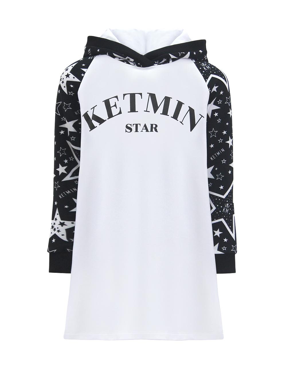 Платье для девочки KETMIN STAR КМ с капюшоном цв.Белый/Чёрный